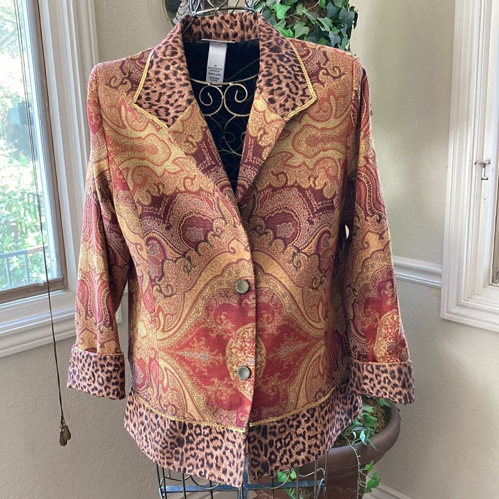 Vintage Draper’s & Damon’s Paisley/Leopard Button Up Lined Jacket Size M